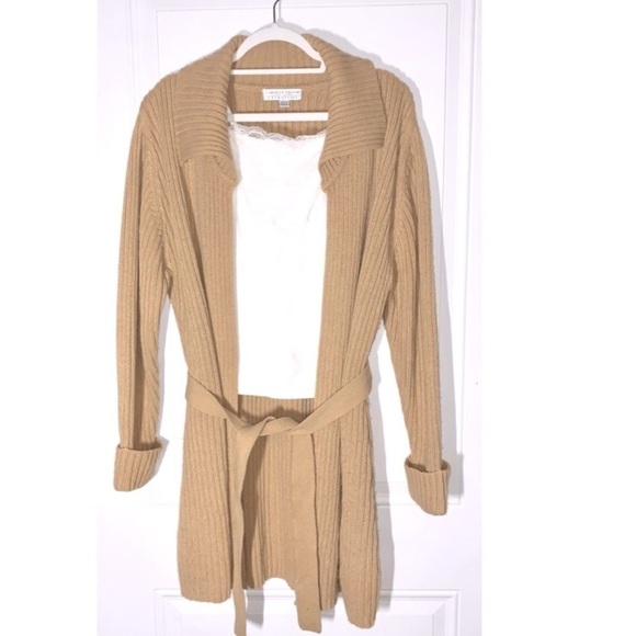 Carolyn Taylor Essentials Tan Belted Cardigan Medium - Picture 1 of 8